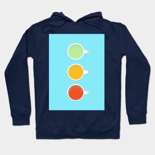 Tea Cup Traffic Lights Green Yellow And Red Teas On Blue Hoodie